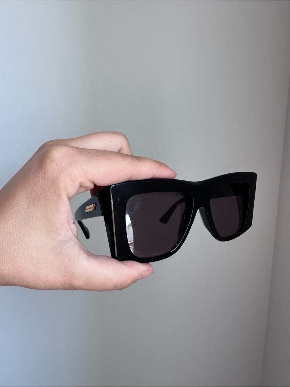 Bottega Veneta Black Oversized Rectangular Sunglasses